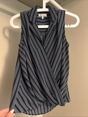 Monteau • Women’s XS • Navy & White • Striped Sleeveless Wrap-Front Camisole